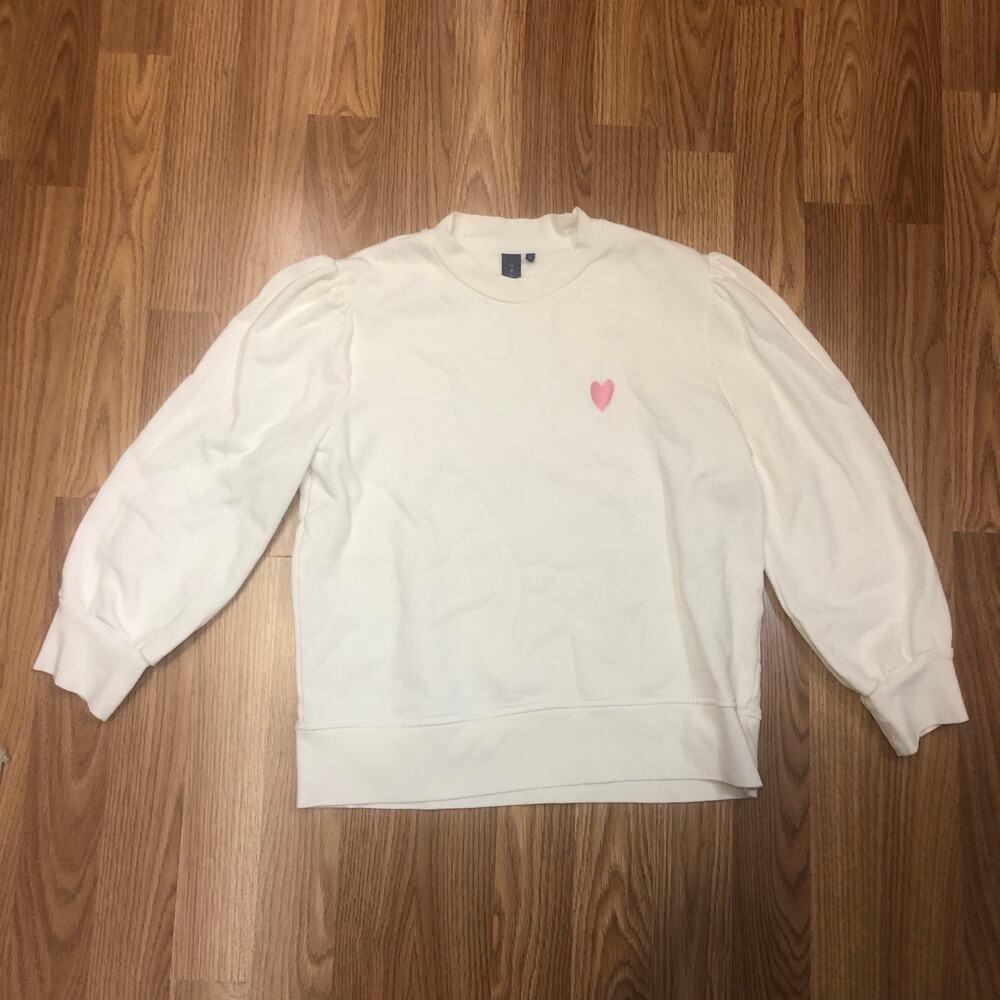 RÉSUMÉ Puff Sleeve Sweatshirt Sz. XS $130 Resume White Pink Heart
